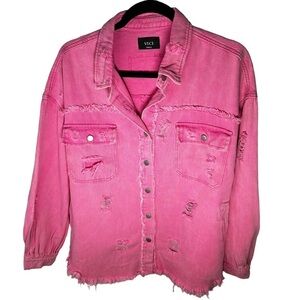 VICI Distressed Pink Shacket women’s size small
